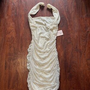 Oh Polly White Ruched Dress